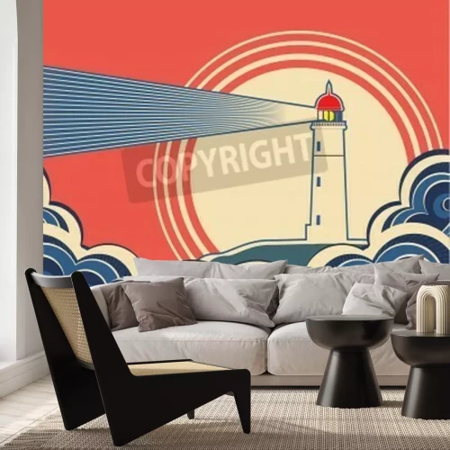 Fototapete Abstraktion mit Leuchtturm