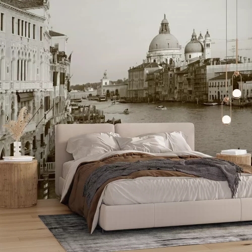 Fototapete Schwarz-weiße Abbildung von Venedig