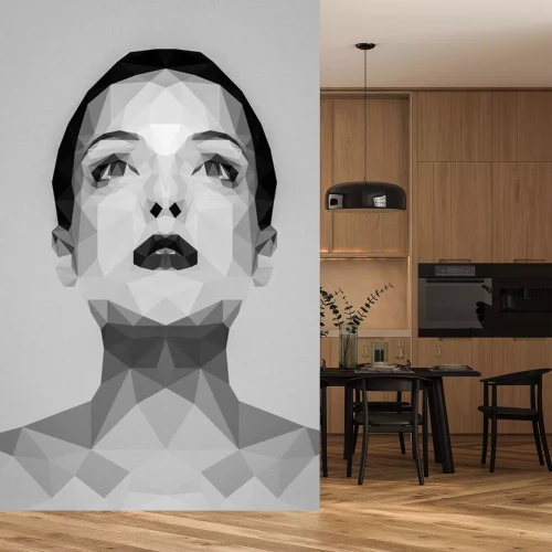 Sticker Geometrische Abstraktion als Frauenporträt