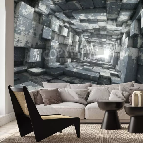 Fototapete Quadratischer Tunnel 3D