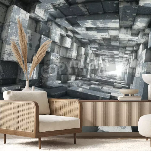 Fototapete Quadratischer Tunnel 3D