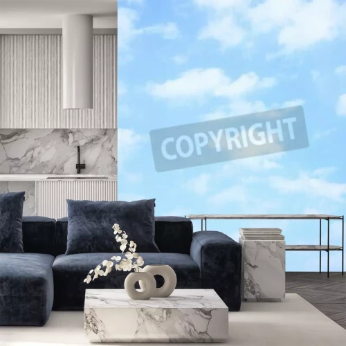 Fototapete Himmel in Azurblau und Wolken