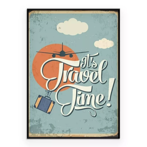 Poster Eine Inschrift im Vintage-Stil, die zum Reisen anregt.