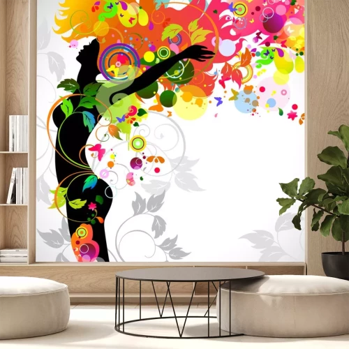 Sticker Sommer dekorative Komposition mit Mädchen