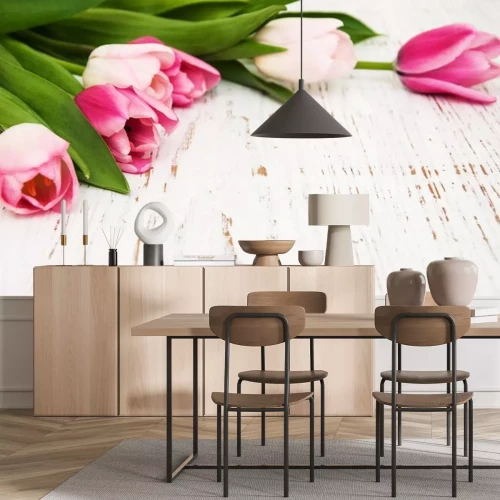 Sticker Pastelltulpen auf Brettern