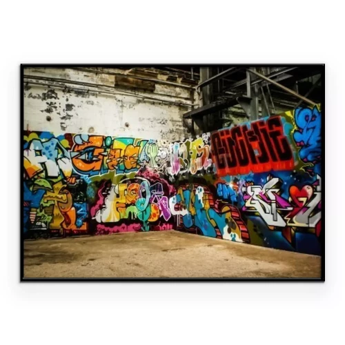 Poster Blick auf Graffiti an den Wänden des Gebäudes