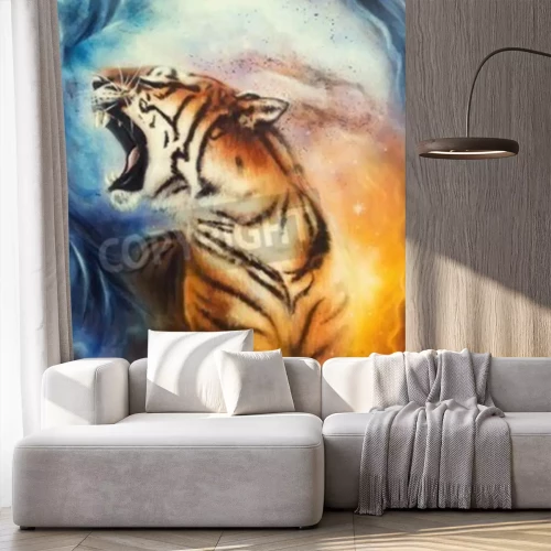 Fototapete Tiger auf kosmischem hintergrund