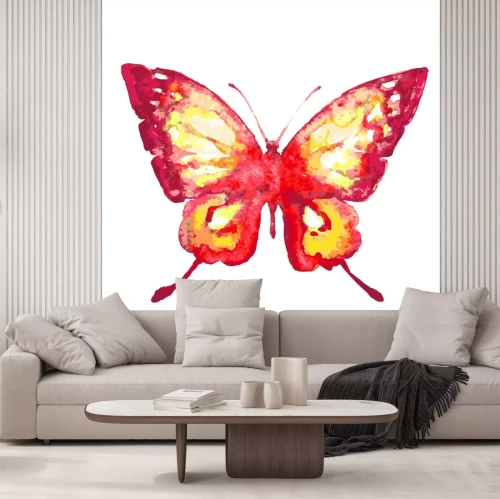 Sticker Roter Schmetterling in Aquarell