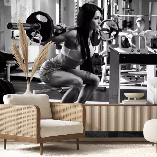 Fototapete Fitness gewichthebende Frau