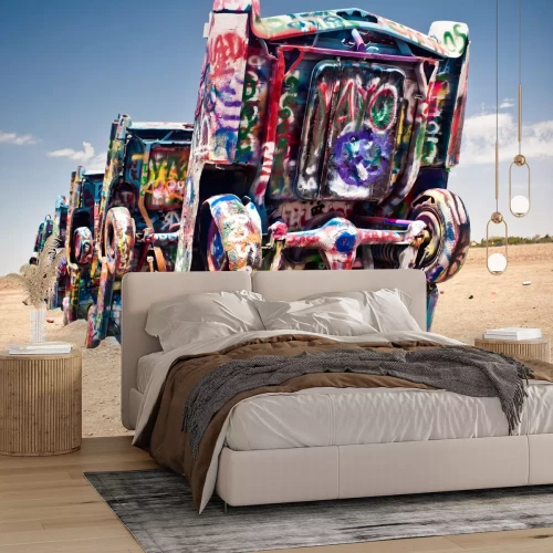 Fototapete Autowracks in der Wüste