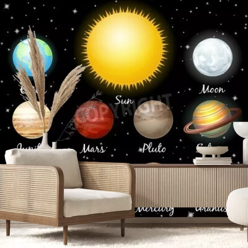 Fototapete Sonnensystem mit großer Sonne