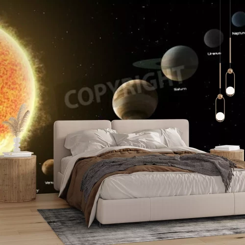 Fototapete Sonnensystem mit Sonne links