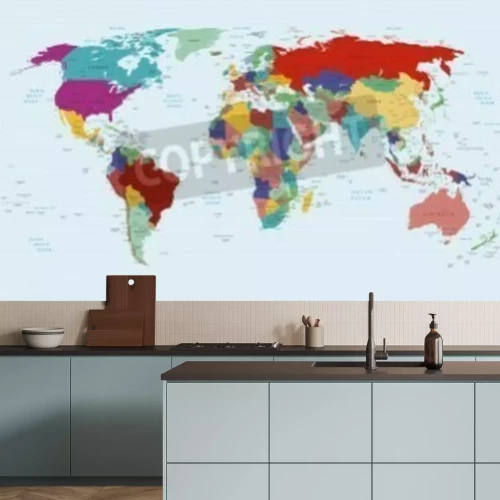 Fototapete Weltkarte mit bunten Staaten
