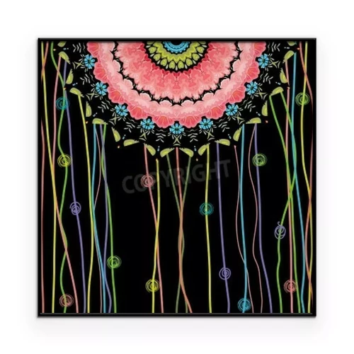 Poster Farbenfrohes Mandala auf schwarzem Hintergrund