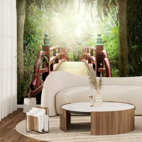 Fototapete Rote Brücke im japanischen Stil