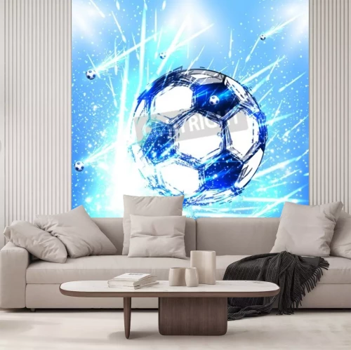 Fototapete Fußball auf himmelblauem Hintergrund