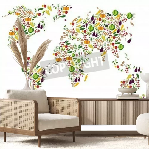 Fototapete Weltkarte aus Gemüse