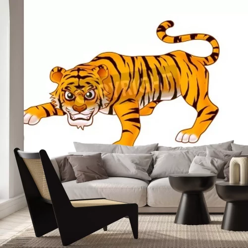 Fototapete Energischer tiger im zeichnungsstil