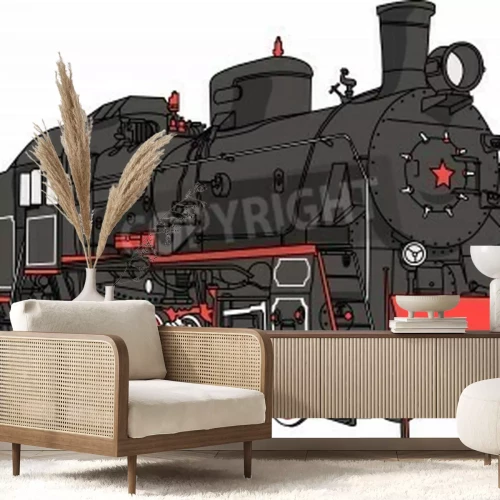 Fototapete Schwarz-roter Zug