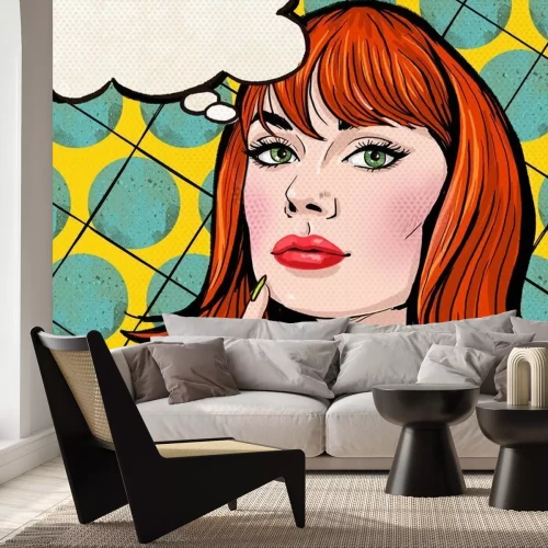Fototapete Frau im Pop-Art-Comic-Stil