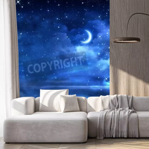 Fototapete Wunderschöner gestirnter Himmel über Wasser