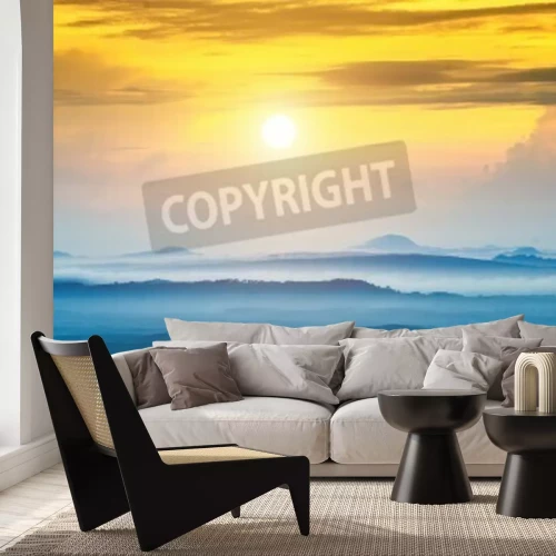 Fototapete Heller Himmel über Gebirgskette