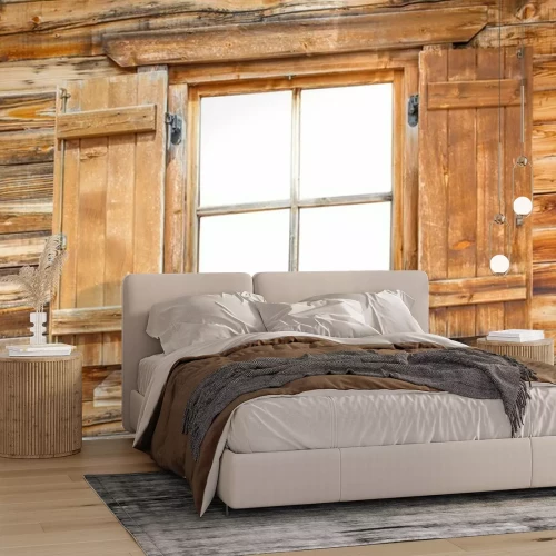 Fototapete Holzwand mit Fenster