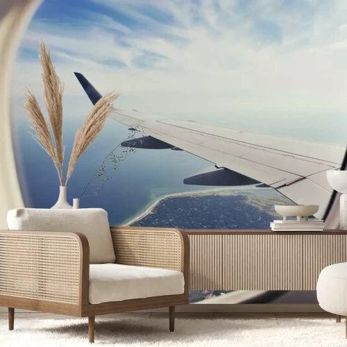 Fototapete Flugzeugfenster auf meer