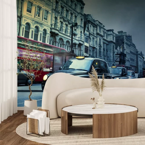 Fototapete Taxi Stadt London schwarze Autos