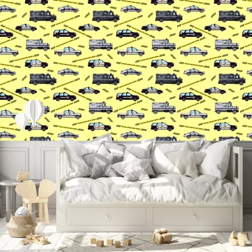 Tapete Polizei und Sheriff Autos nahtlose Muster