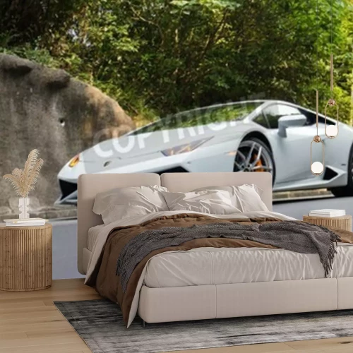 Fototapete Weißes Auto Lamborghini