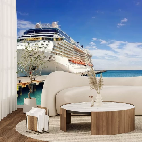 Fototapete Luxusschiff an einem exotischen Strand