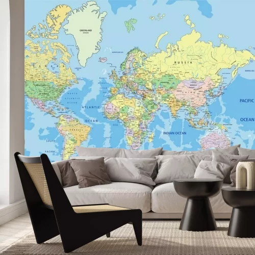 Fototapete Detaillierte politische Weltkarte