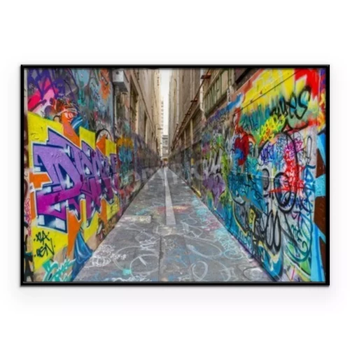 Poster Mit Graffiti bedeckte Gebäudewände