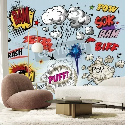 Fototapete Comic-Sprechblasen im Pop-Art-Stil