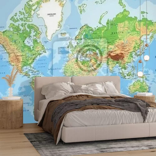 Fototapete Genaue physische Karte der Welt