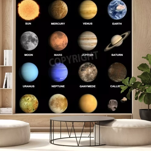 Fototapete Sonnensystem mit Namen