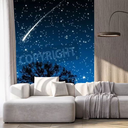 Fototapete Baum und fallender Stern