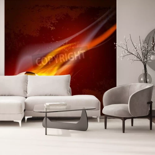 Fototapete Fußball in Flammen