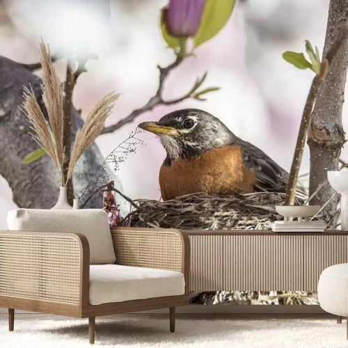 Sticker Magnolie mit Vogelnest