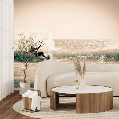 Fototapete Kitesurfen auf einem Retro-Foto