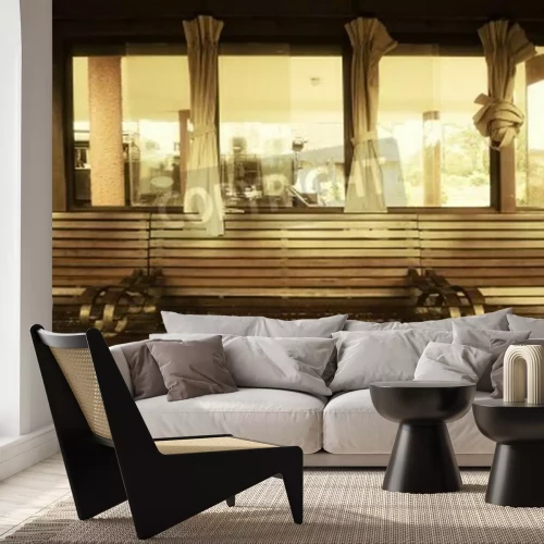 Fototapete Bahnsteig ohne Züge Vintage-Stil