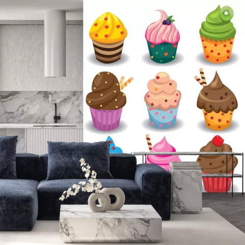 Sticker Bunte Bonbons verschiedene Muffins