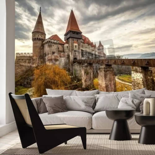 Fototapete Schloss in herbstlicher Landschaft