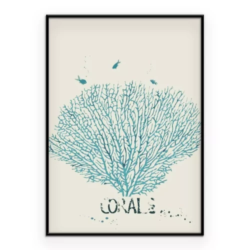 Poster Ein Korallenzweig vor weißem Hintergrund