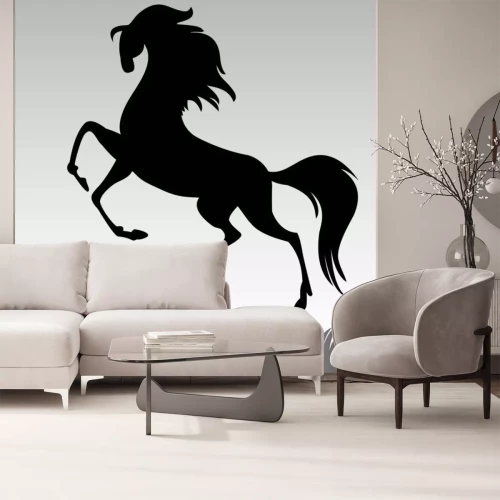 Sticker Tiere schwarzes Reitpferd und sein Schatten