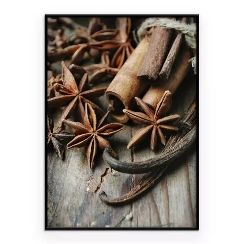 Poster Gewürze auf Holz