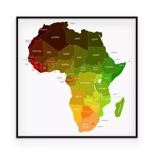 Poster Africa Map Colored Countries Shapes