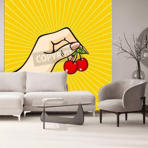 Fototapete Rote Kirschen im Pop-Art-Stil