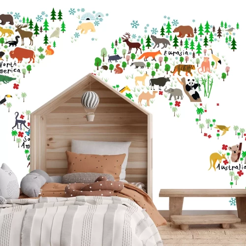 Fototapete Welttierkarte